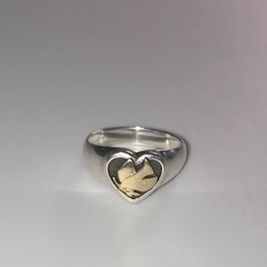 *Sale* James Avery Sterling Silver Heart w/14k Gold Dove Ring sz 6
